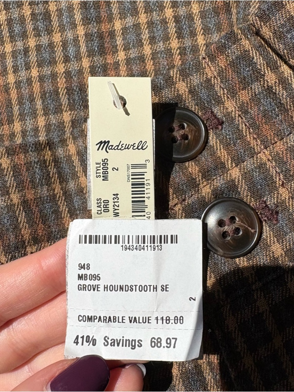 Madewell Brown Plaid High-Rise Trousers in Grove Houndstooth Seed - Picture 6 of 8